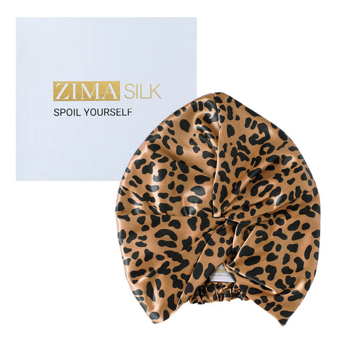 22 Momme Silk Sleep Cap Leopard Print